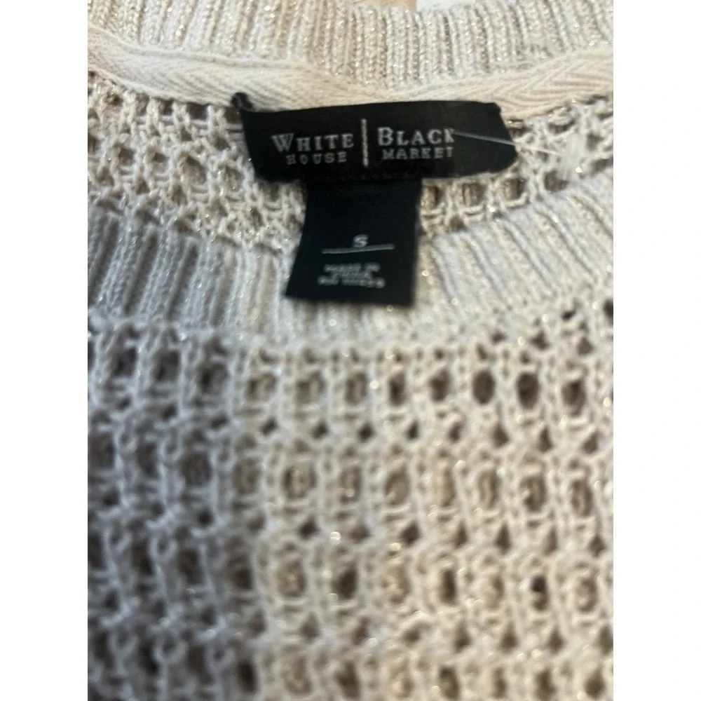 White‎ House Black Market Women Beige  Metallic Tunic Sweater Size Small